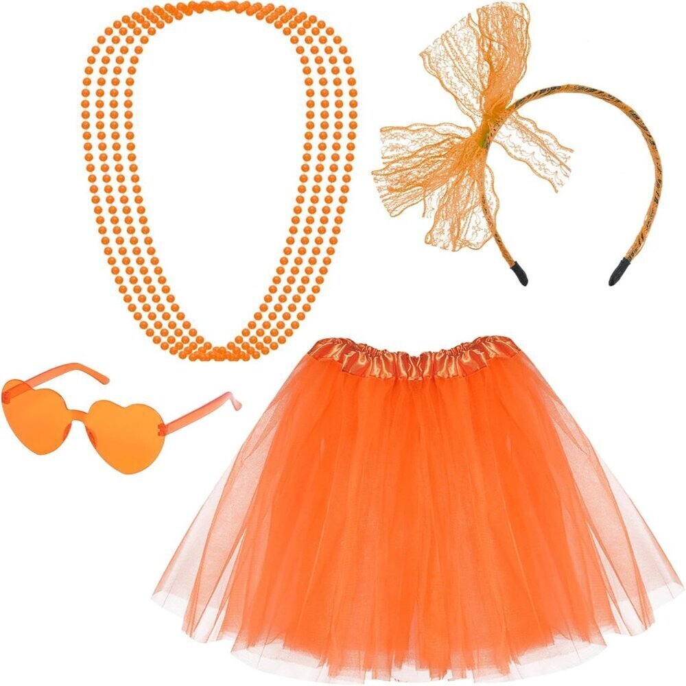 Women Tutu Costume Set Mesh Lace Accessories Neon Party Dress Up
